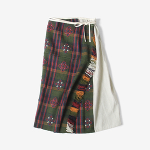 Medium wrap skirt bhutan textiles green 