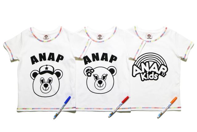 「ANAP」キッズラインのぬりえTシャツ